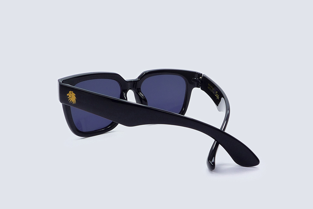 라스타 스타일 미러 선글라스(유광 블랙-골드 로고)